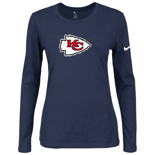 Nike Kansas City Chiefs Women's Of The City Long Sleeve Tri Blend T Shirt D.Blue