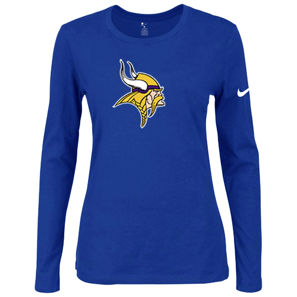 Nike Minnesota Vikings Women's Of The City Long Sleeve Tri Blend T Shirt Blue