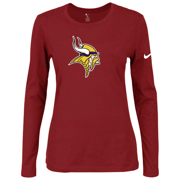 Nike Minnesota Vikings Women's Of The City Long Sleeve Tri Blend T Shirt Red
