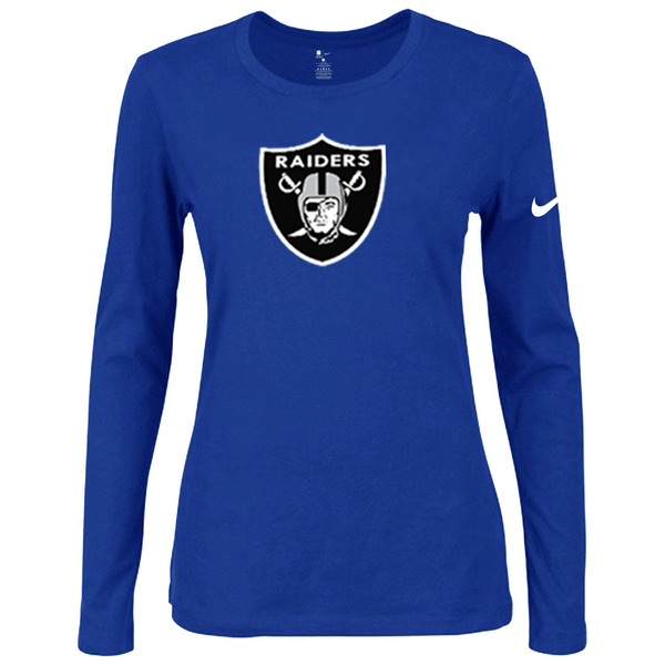 Nike Oakland Raiders Women's Of The City Long Sleeve Tri Blend T Shirt Blue