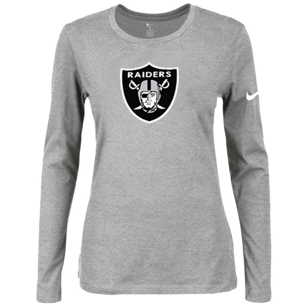 Nike Oakland Raiders Women's Of The City Long Sleeve Tri Blend T Shirt Grey