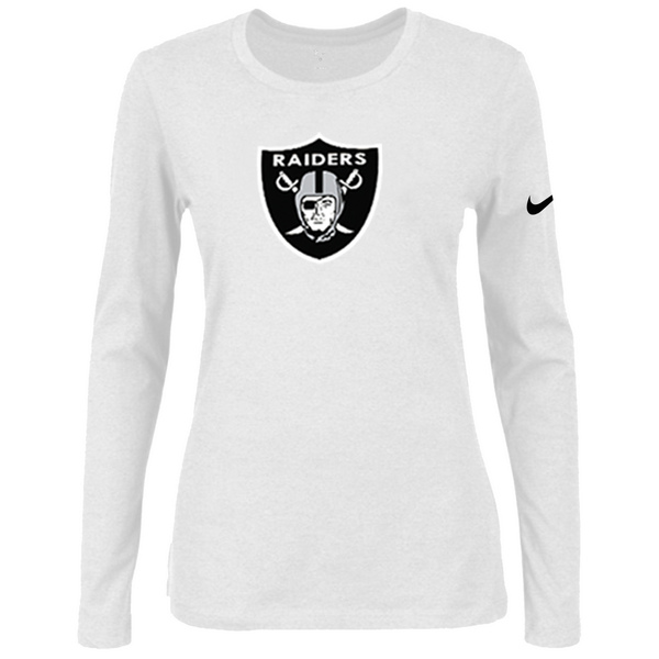 Nike Oakland Raiders Women's Of The City Long Sleeve Tri Blend T Shirt White