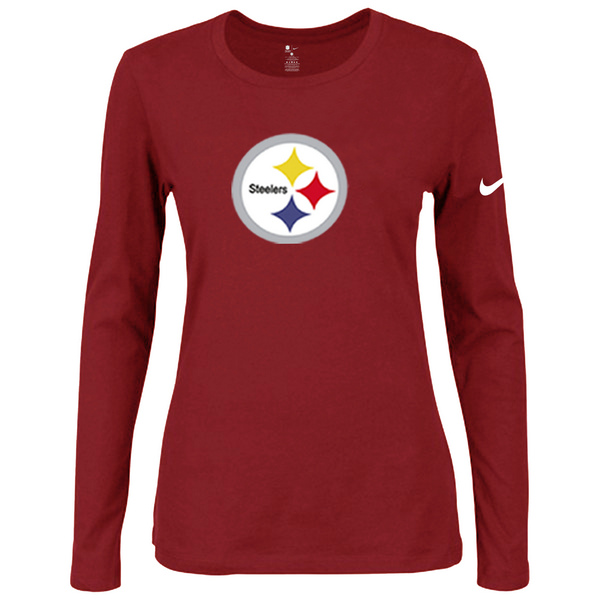 Nike Pittsburgh Steelers Women's Of The City Long Sleeve Tri Blend T Shirt Red