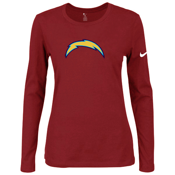 Nike San Diego Chargers Women's Of The City Long Sleeve Tri Blend T Shirt Red