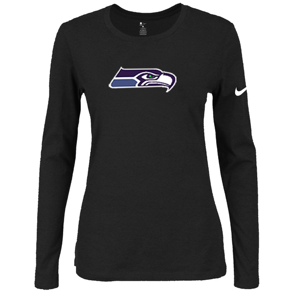 Nike Seattle Seahawks Women's Of The City Long Sleeve Tri Blend T Shirt Black