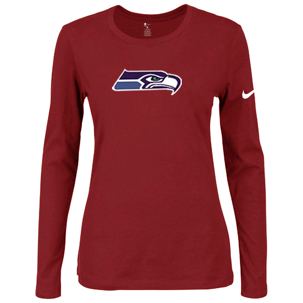 Nike Seattle Seahawks Women's Of The City Long Sleeve Tri Blend T Shirt Red