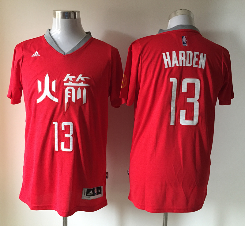 Rockets 13 James Harden Red Chinese New Year Short Sleeve Jersey