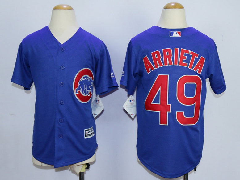 Cubs 49 Jake Arrieta Blue New Cool Base Youth Jersey