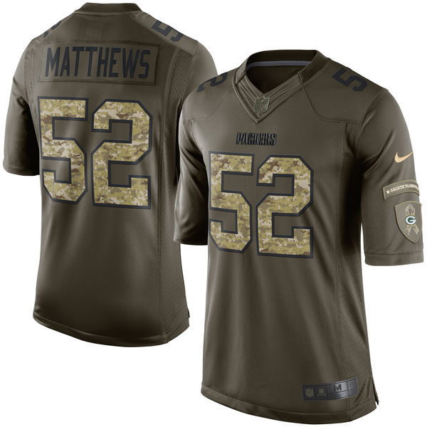 Nike Packers 52 Clay Matthews Green Salute To Service Limited Jersey