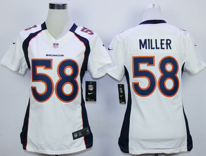 Nike Broncos 58 Von Miller White Women Limited Jersey