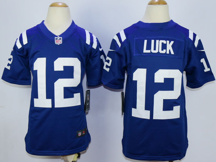 Nike Colts 12 Andrew Luck Blue Youth Game Jersey