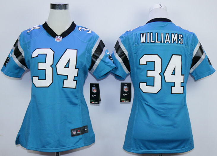 Nike Panthers 34 DeAngelo Williams Blue Women Game Jersey