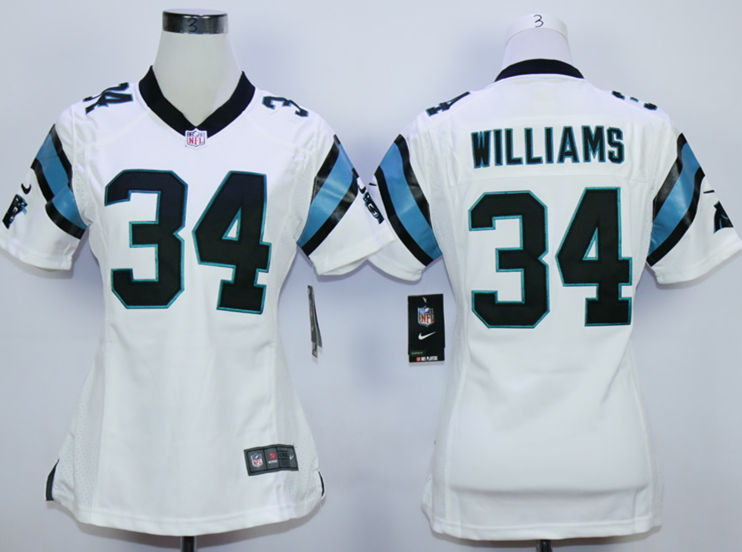 Nike Panthers 34 DeAngelo Williams White Women Game Jersey