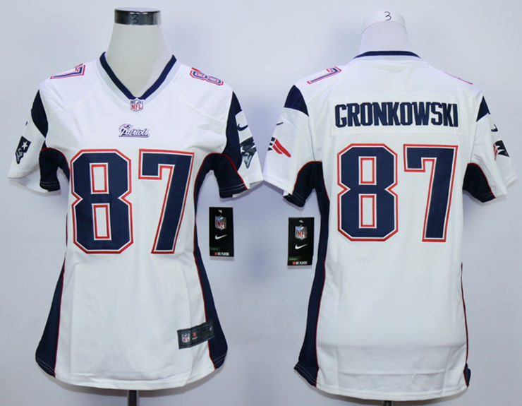 Nike Patriots 87 Rob Gronkowski White Women Game Jersey