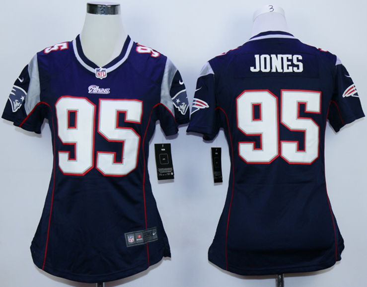 Nike Patriots 95 Chandler Jones Blue Women Game Jersey