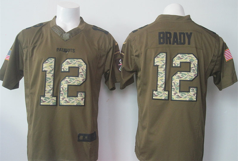 Nike Patriots 12 Tom Brady Green Salute To Service Limited Jersey