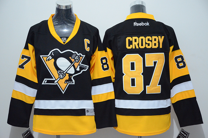 Penguins 87 Sidney Crosby Black Reebok Jersey