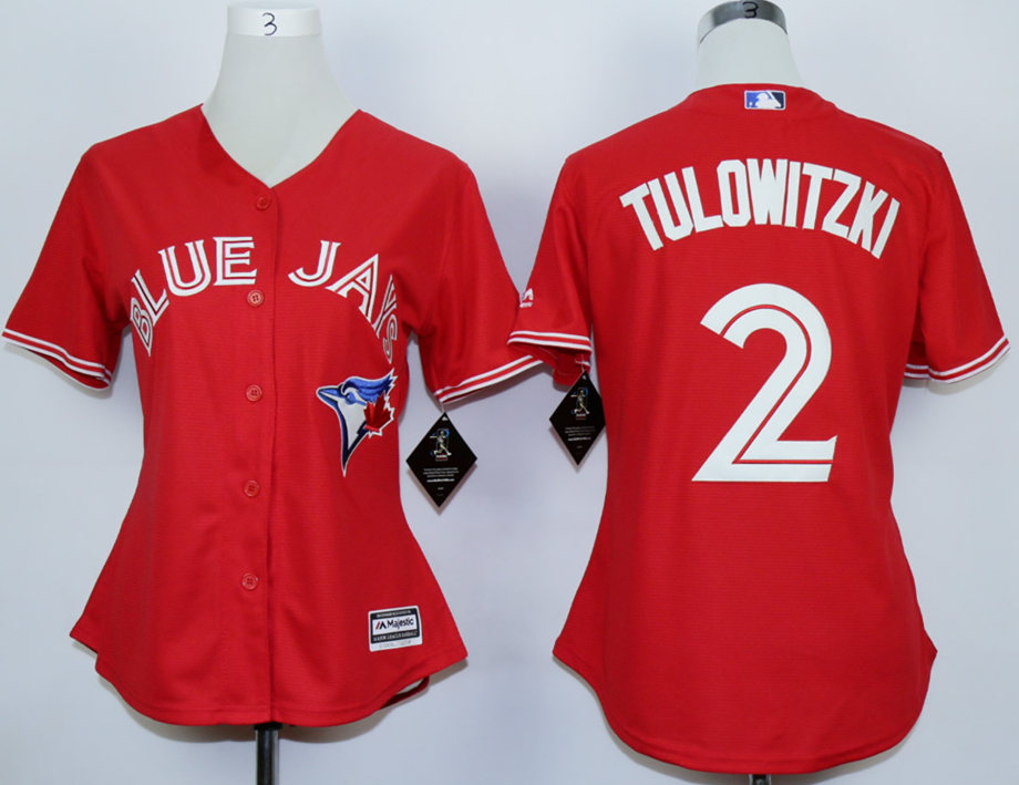 Blue Jays 2 Troy Tulowitzki Red Canada Day New Cool Base Women Jersey