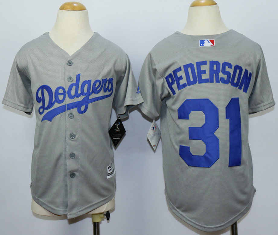 Dodgers 31 Joc Pederson Grey New Cool Base Youth Jersey