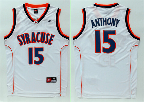 Syracuse University 15 Carmelo Anthony White College Jersey