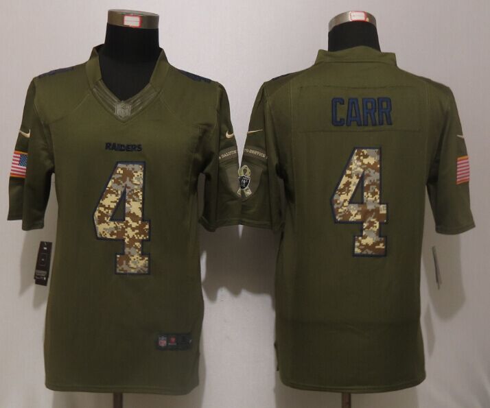 Nike Raiders 4 Derek Carr Green Salute To Service Limited Jersey