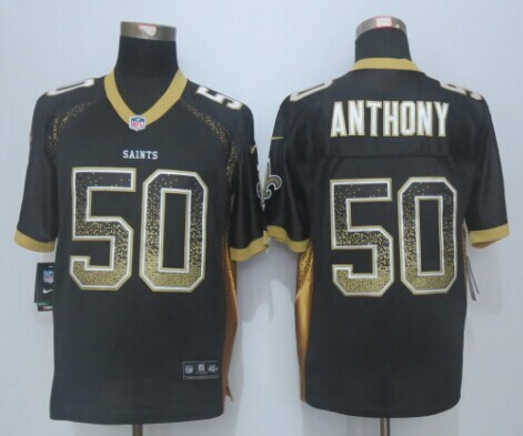 Nike Saints 50 Stephone Anthony Black Drift Fashion Elite Jersey