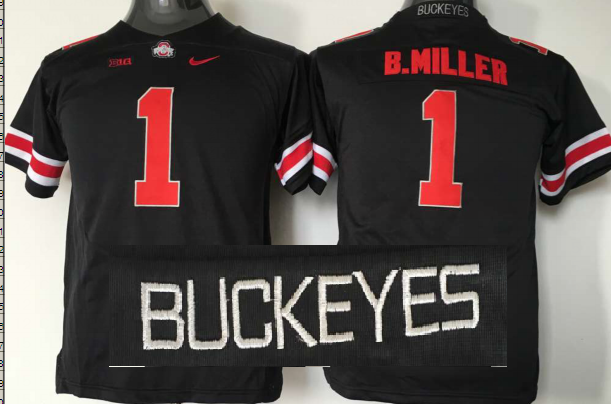 Ohio State Buckeyes 1 B.Miller Black Youth College Jersey