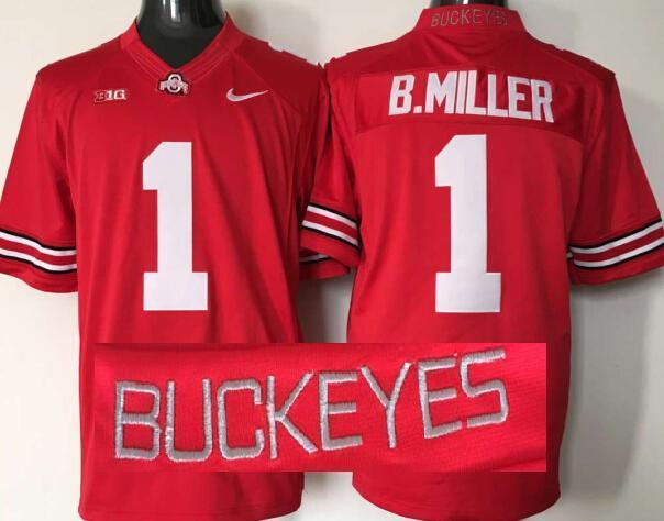 Ohio State Buckeyes 1 B.Miller Red New College Jersey