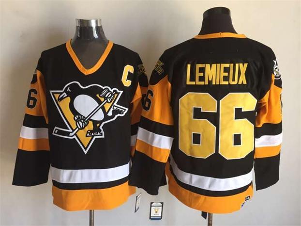 Penguins 66 Mario Lemieux Black CCM Jersey