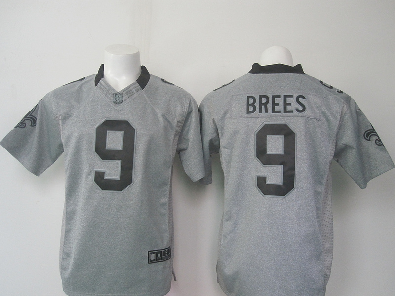 Nike Saints 9 Drew Brees Gray Gridiron Gray Limited Jersey