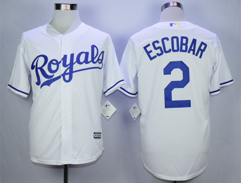 Royals 2 Alcides Escobar White New Cool Base Jersey