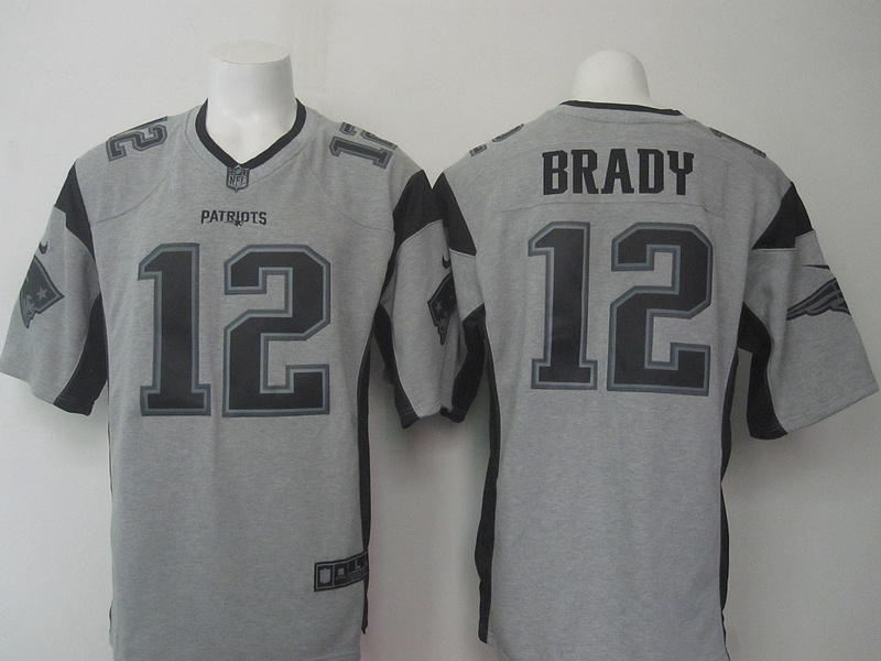 Nike Patriots 12 Tom Brady Grey Gridiron Grey Limited Jersey
