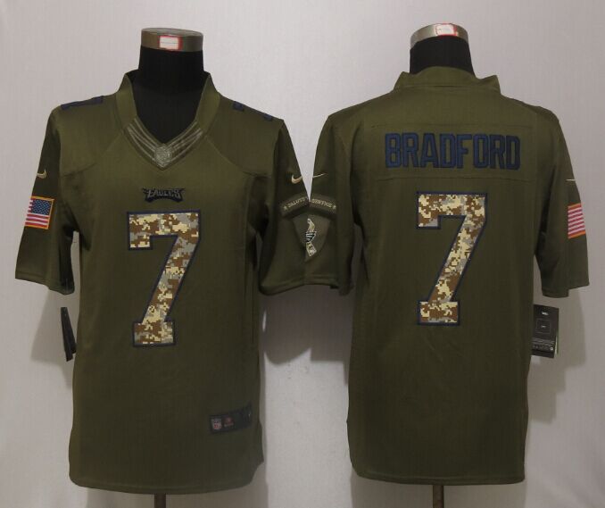 Nike Eagles 7 Sam Bradford Green Salute To Service Limited Jersey
