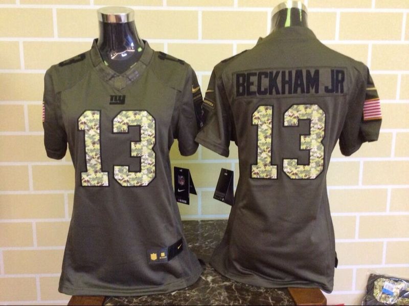 Nike Giants 13 Odell Beckham Jr Green Salute To Service Women Limited Jersey