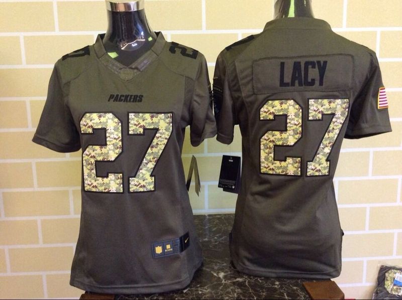 Nike Packers 27 Eddie Lacy Green Salute To Service Women Limited Jersey