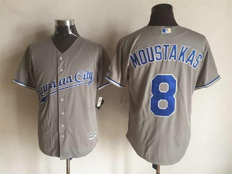 Royals 8 Mike Moustakas Grey New Cool Base Jersey