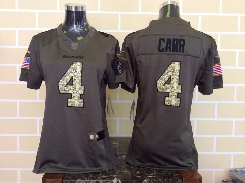Nike Raiders 4 Derek Carr Green Salute To Service Women Limited Jersey