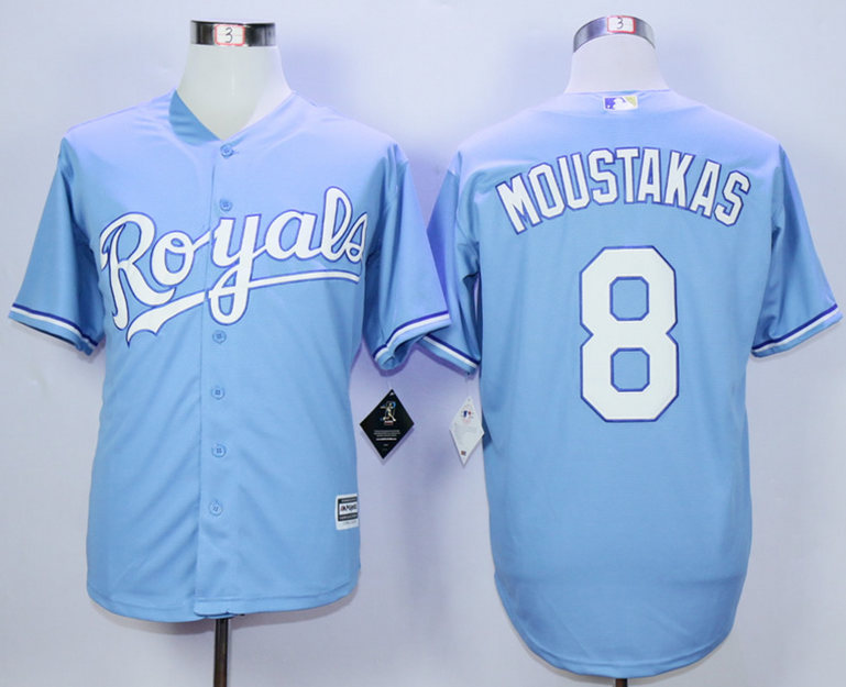Royals 8 Mike Moustakas Light Blue New Cool Base Jersey