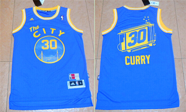 Warriors 30 Stephen Curry Blue Cityscape Swingman Jersey