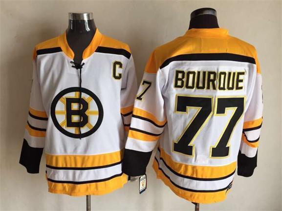 Bruins 77 Ray Bourque White CCM Jersey