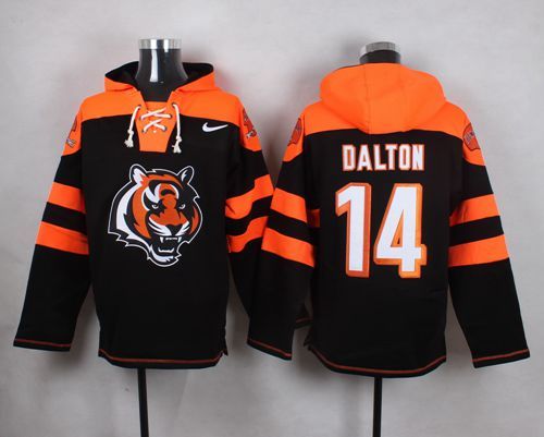 Nike Bengals 14 Andy Dalton Black Hooded Jersey