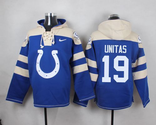 Nike Colts 19 Johnny Unitas Blue Hooded Jersey