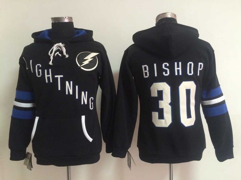 Lightning 30 Ben Bishop Black Women All Stitched Hooded Sweatshirt