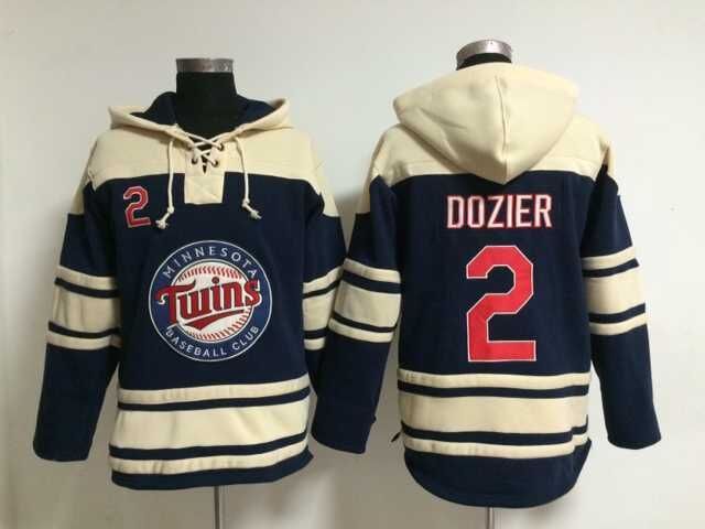 Twins 2 Brian Dozier Blue All Stitched Hooded Sweatshirt
