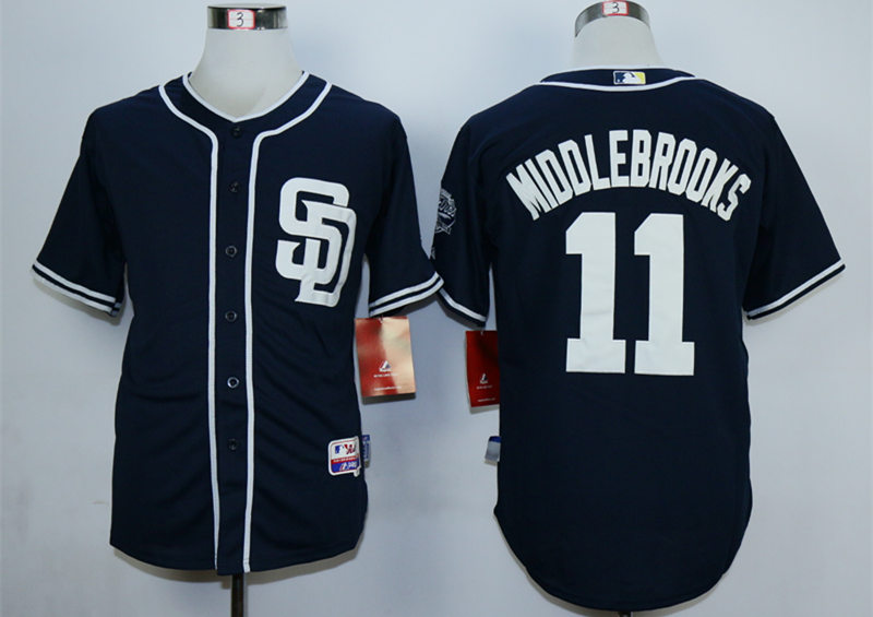 Padres 11 Will Middlebrooks Dark Blue Cool Base Jersey