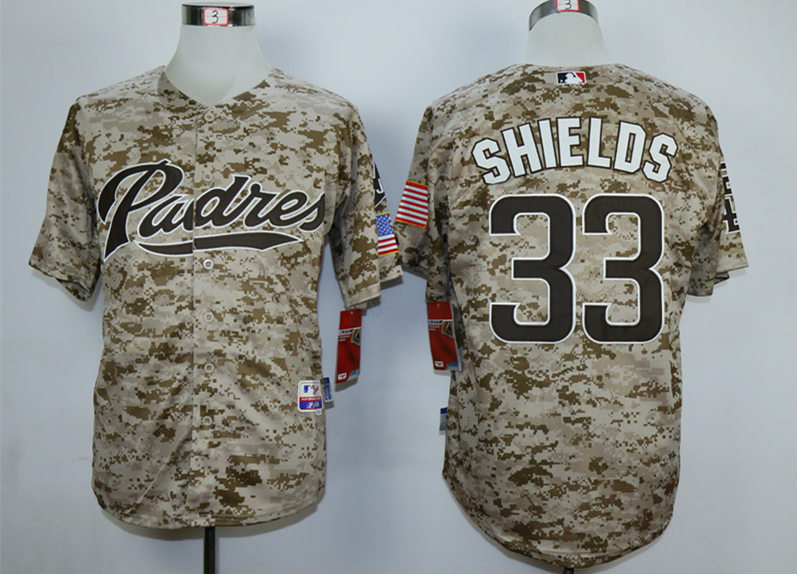 Padres 33 James Shields Camo Cool Base Jersey