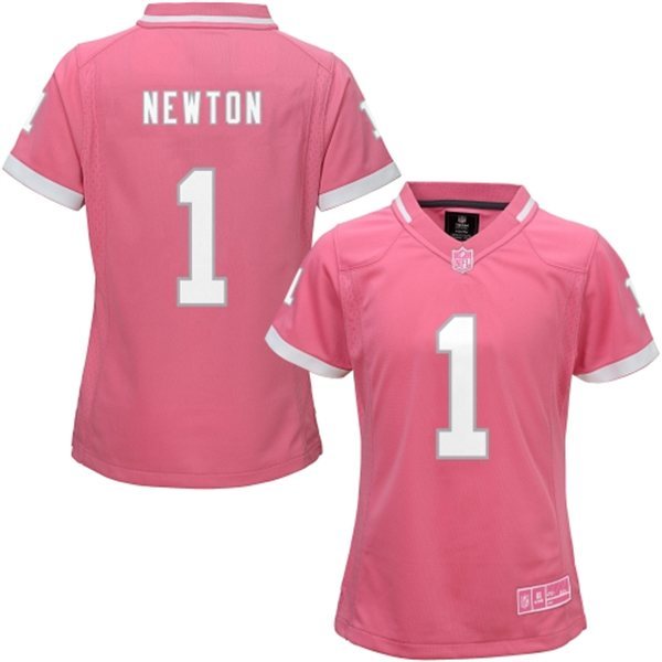 Nike Panthers 1 Cam Newton Pink Bubble Gum Women Game Jersey