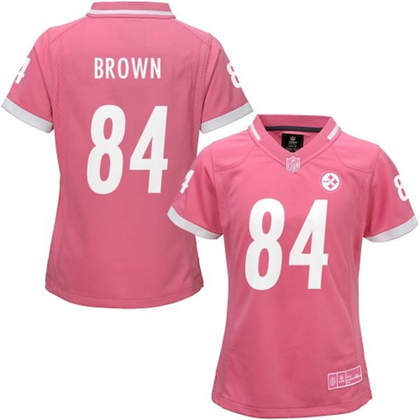 Nike Steelers 84 Antonio Brown Pink Bubble Gum Women Game Jersey