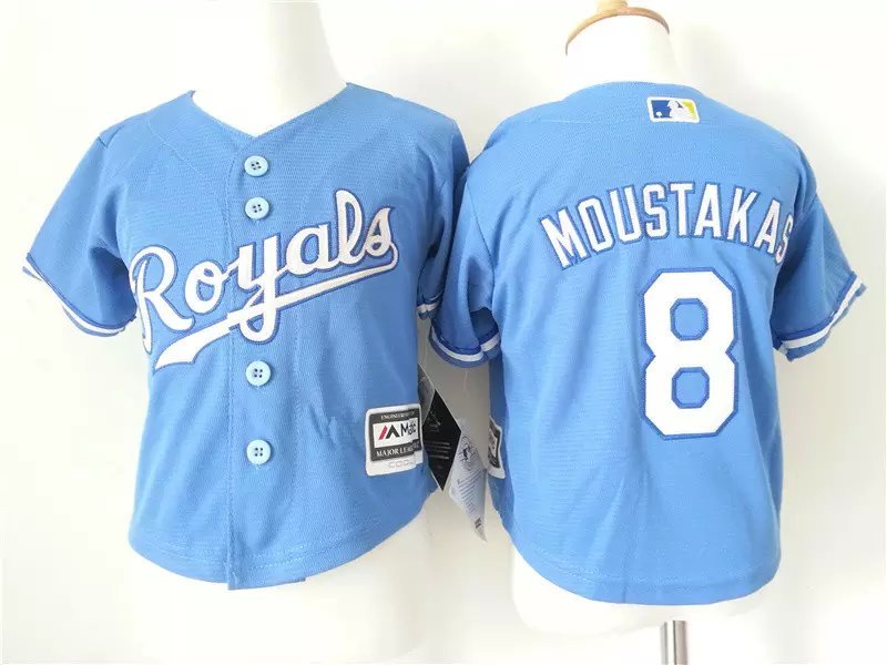 Royals 8 Mike Moustakas Light Blue Toddler New Cool Base Jersey