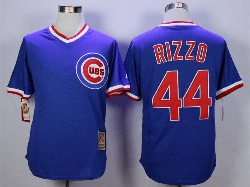 Cubs 44 Anthony Rizzo Blue Throwback Jersey